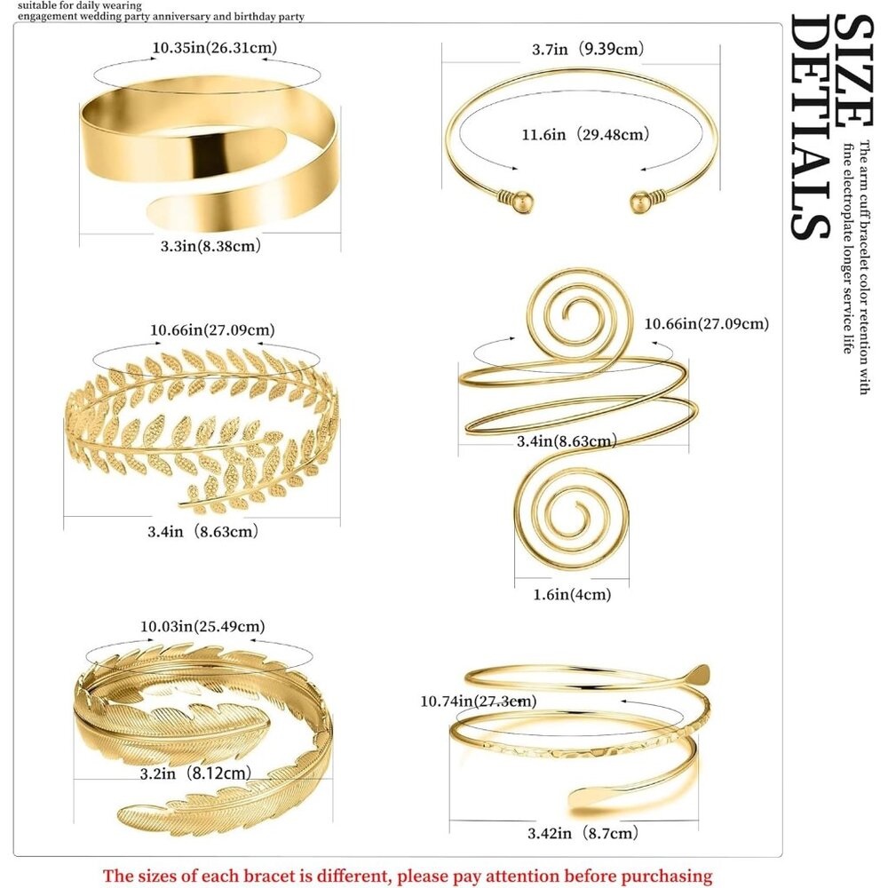Versatile 6-Piece Arm Cuff Bangle Set For Women -… - image 4